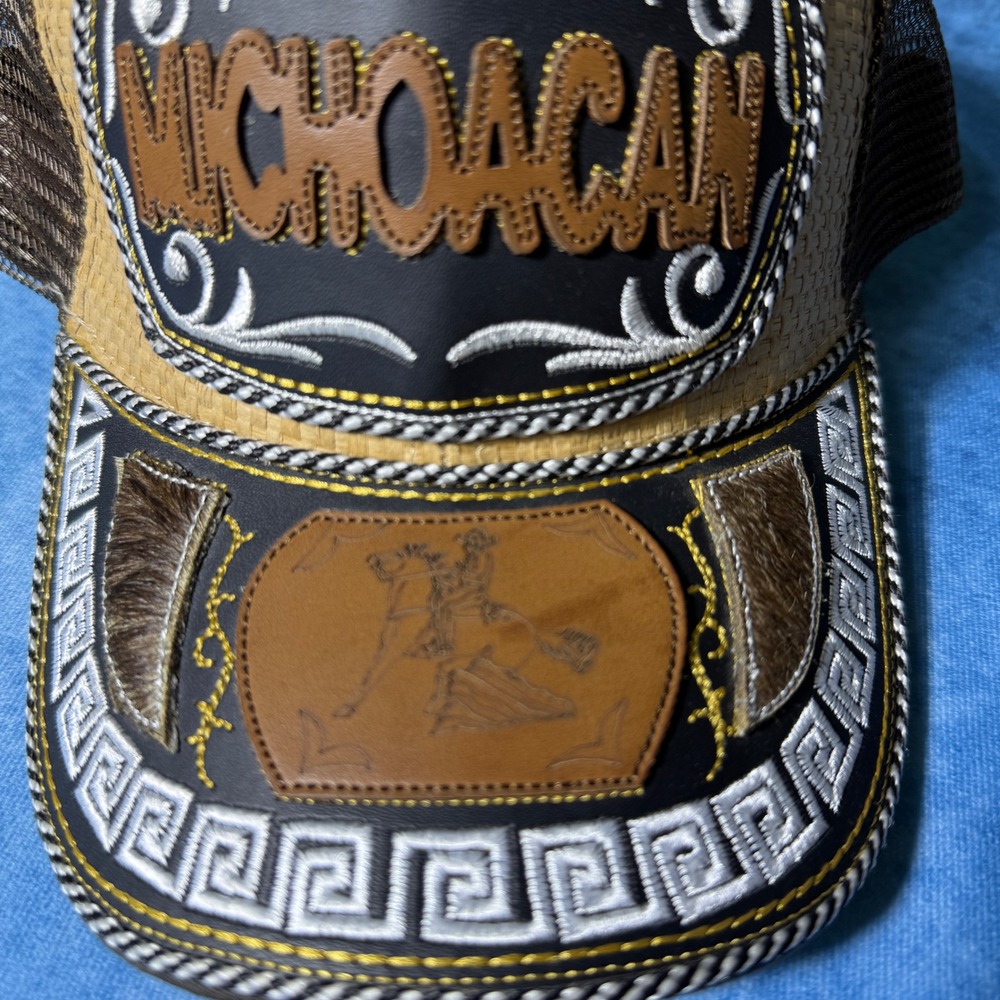 Y2K Streetwear Mexican Cowboy Vaquero Trucker Hat Horse Hair Mesh Cap - Picture 7 of 7